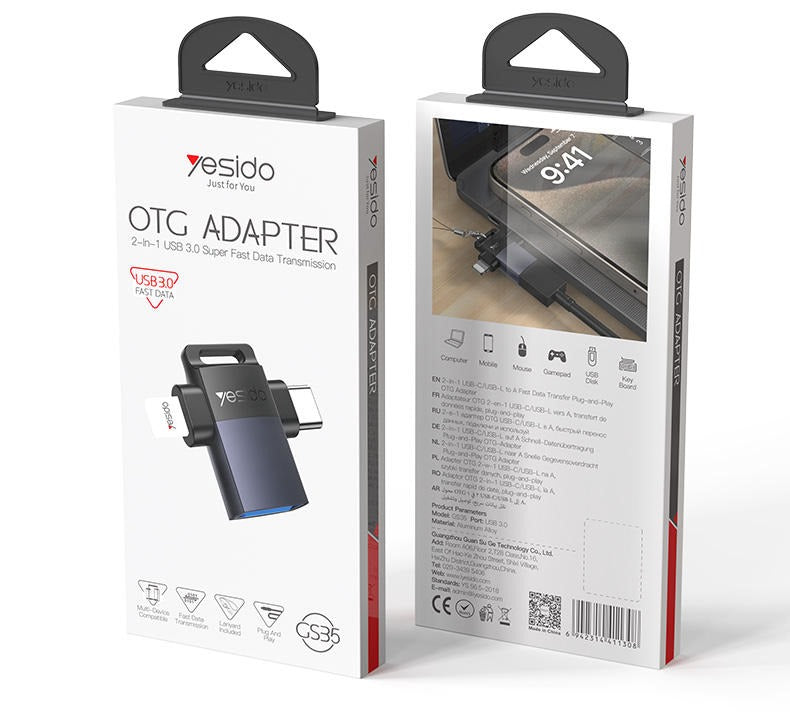 Yesido Gs35 2In1 Pd & Lightning To Usb Otg Adapter