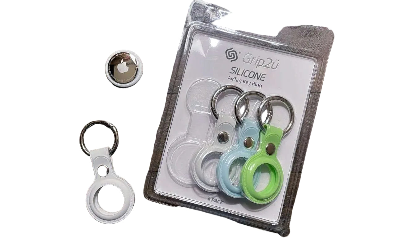 Grip2u Silicone Case with key ring for AirTag 4 Pack