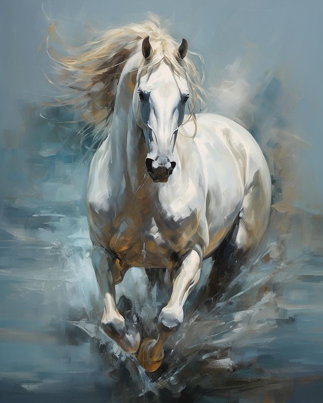 Horses Canvas Painting (200H X 100W) - J345