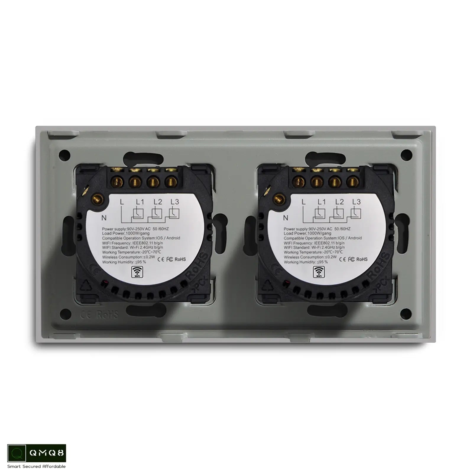 4 Gang Smart WIFI Touch Switch 147mm*86mm 600W - White