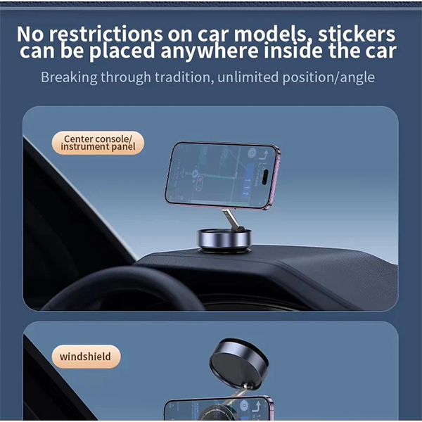 360 درجة تدور حامل هاتف مغناطيسي قابلة للطي مع شفط قوي - أسود