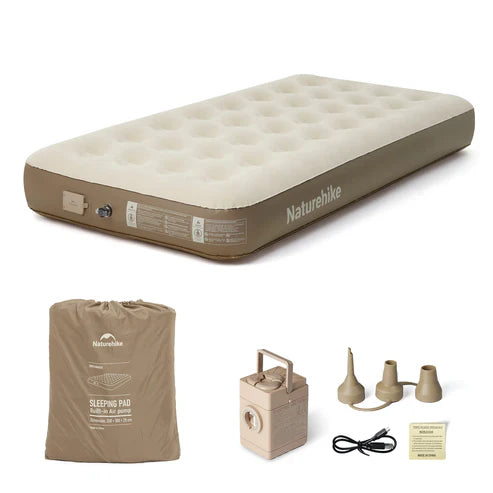 Naturehike (Chenjing) Built-In Pump Inflatable Mattress - Brown Single (200*100*25)