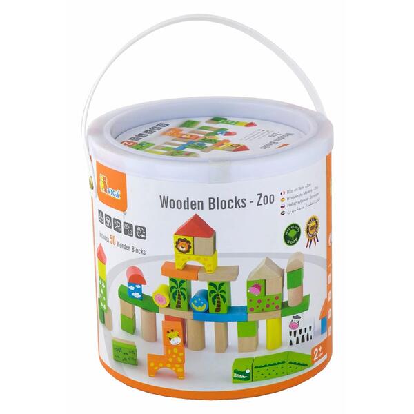 Viga Wooden Building Blocks 50 Pcs - Zoo