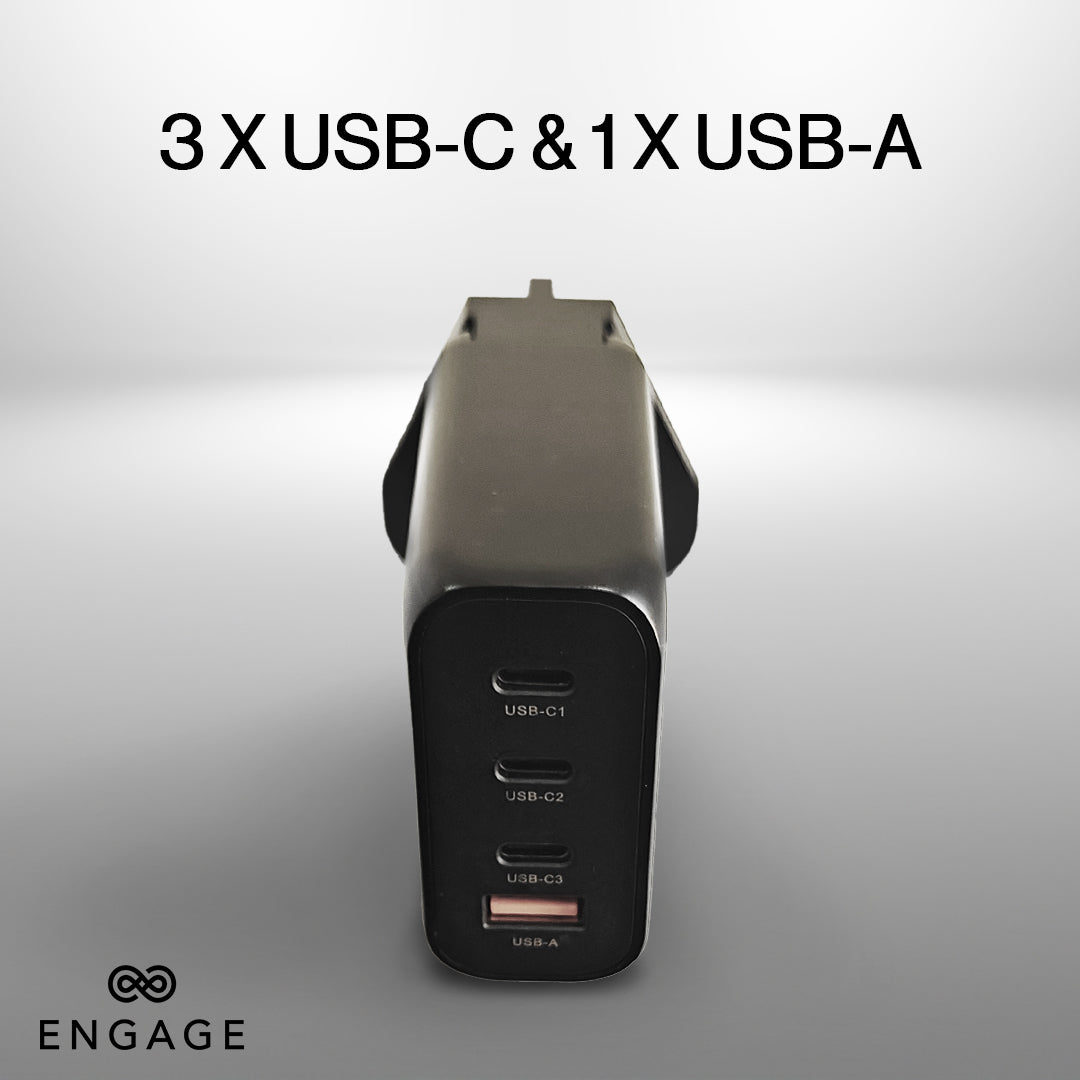 Engage شاحن السفر GAN 4 منافذ جان بقوة 120 وات