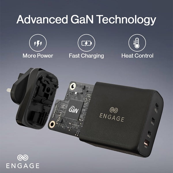 Engage 200W PD Gan Travel Charger Black