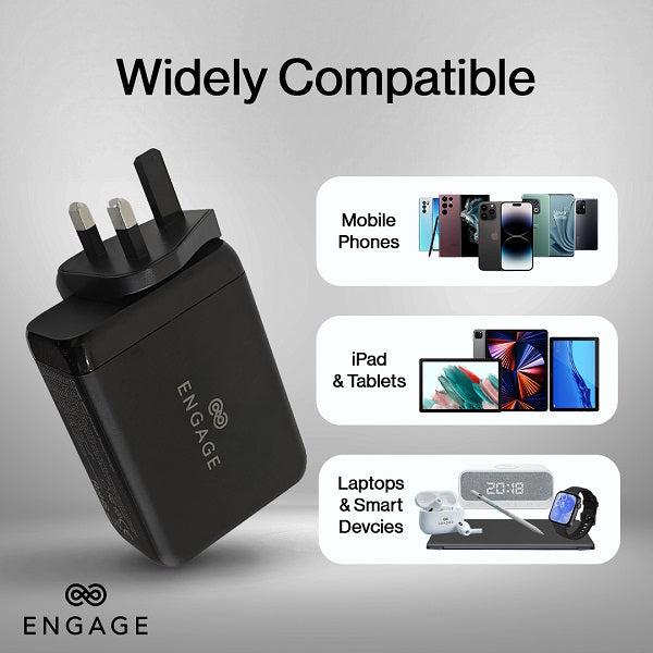 Engage 200W PD Gan Travel Charger Black