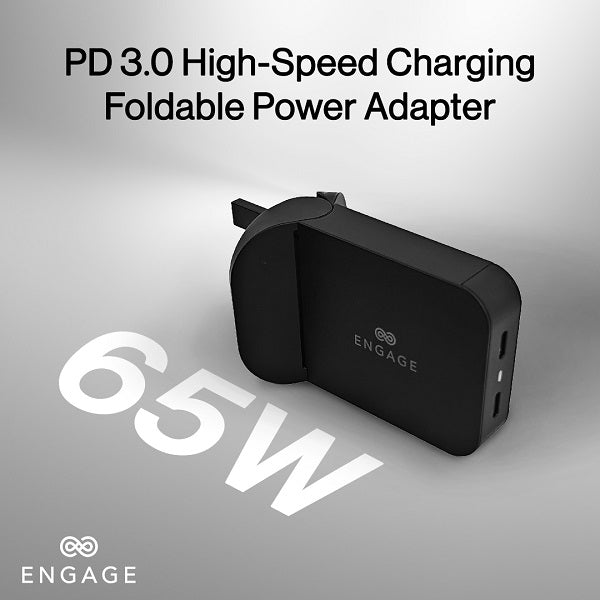 ENGAGE FOLDABLE DUAL USB-C 65W POWER ADAPTER