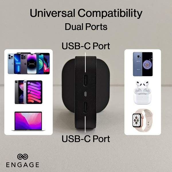 ENGAGE FOLDABLE DUAL USB-C 65W POWER ADAPTER