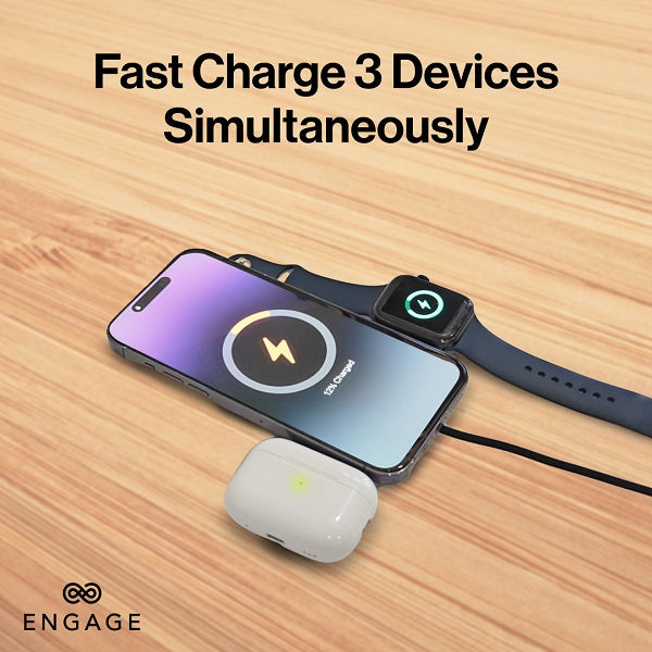 Engage Foldable Magnetic 3-In-1 Wireless Charger