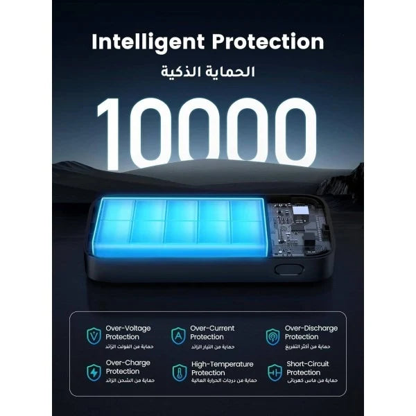 UGREEN 10000mAh PD-30W بنك طاقة أسود مع شحن سريع ثنائي الاتجاه 