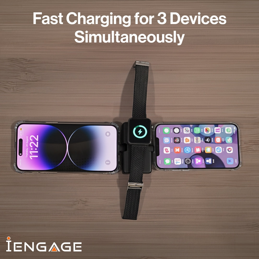 iEngage Portable Dual Port Lightning/Usb-C & Watch Charging Powerbank(5000Mah)-Black