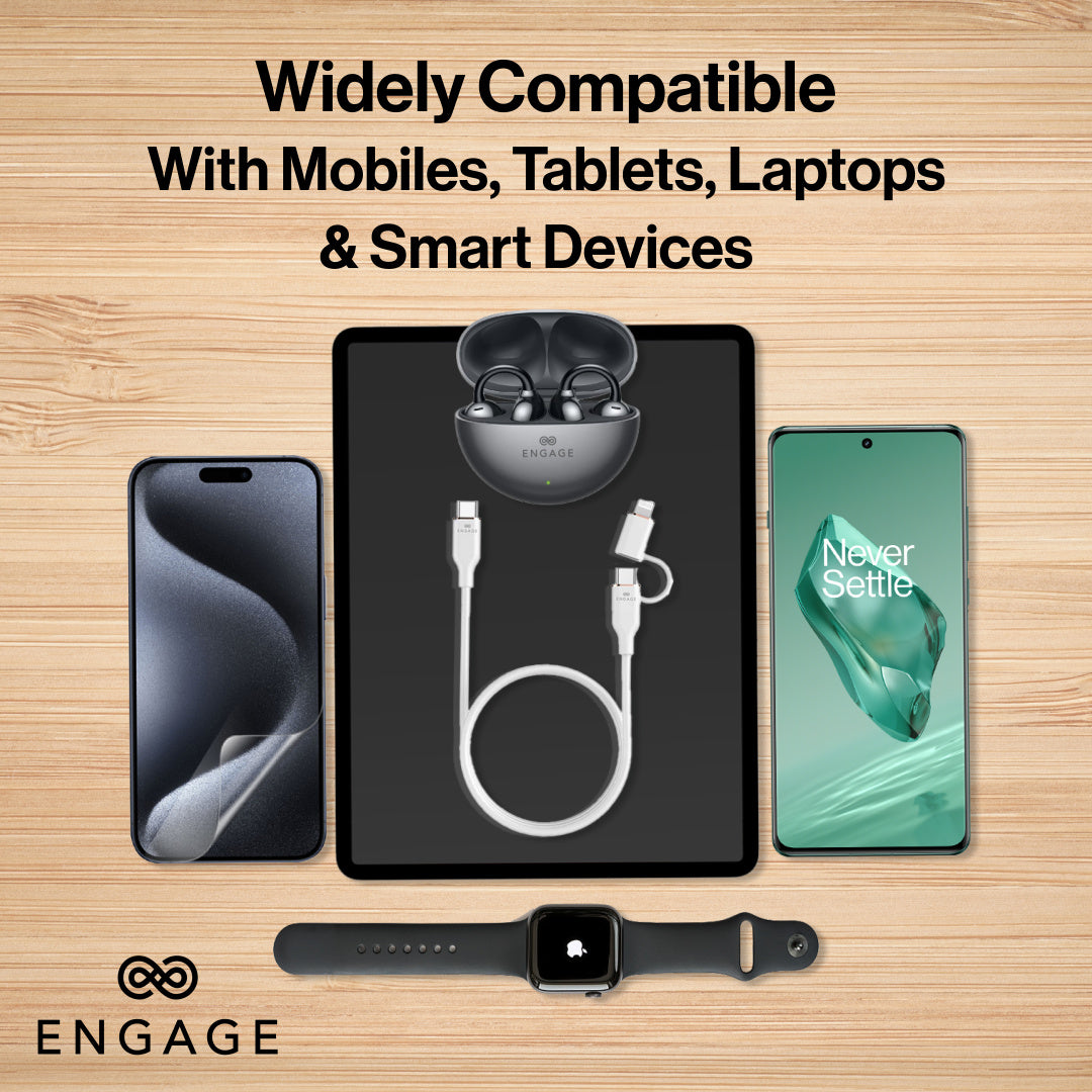 إشراك كابل USB-C الناعم الفائق إلى USB-C مع محول البرق (أبيض)