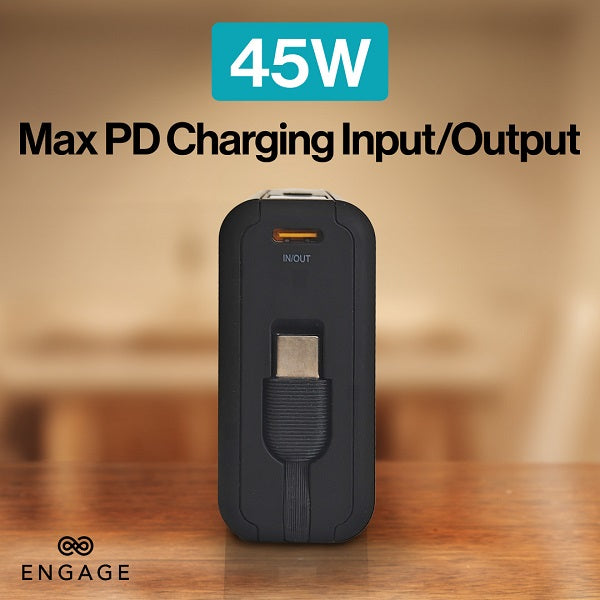 Engage Compact Wireless Magnetic PB 10000 Mah W/USB-C Cable & Led Display PD 45W