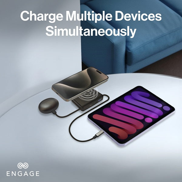 Engage Compact Wireless Magnetic PB 10000 Mah W/USB-C Cable & Led Display PD 45W