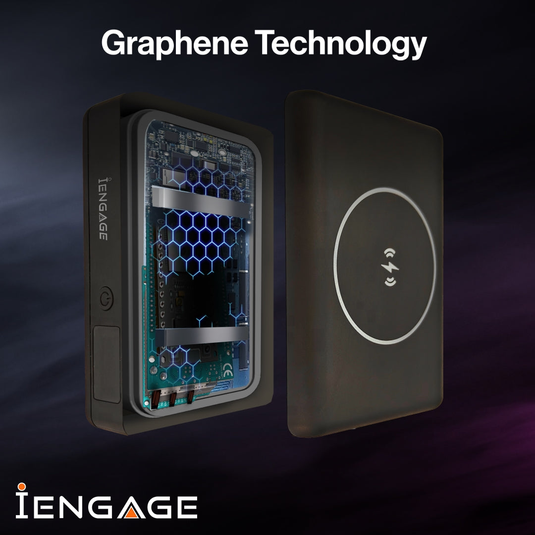 iEngage Compact Wireless Magnetic Power Bank 10000 mAh with Usb-C Cable & Led Display PD 45W