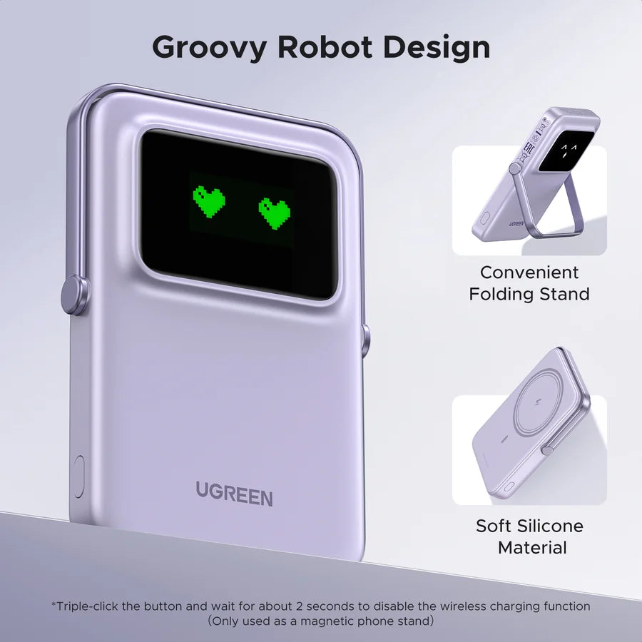 UGREEN Uno 5000mAh 20W شاحن لاسلكي مغناطيسي باللون الوردي 