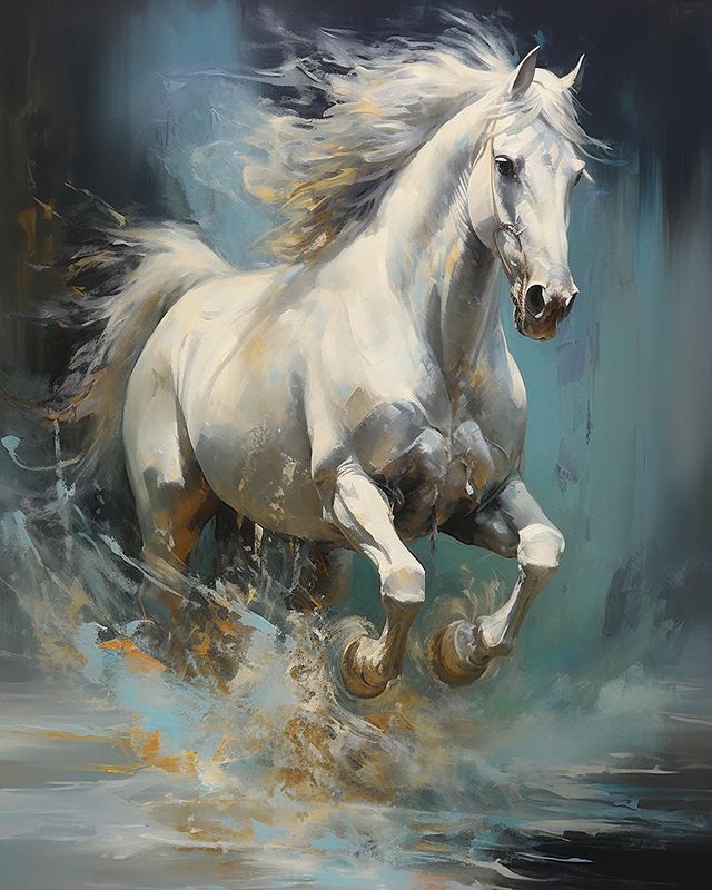 Horses Canvas Painting (250H X 140W) - J345 P4