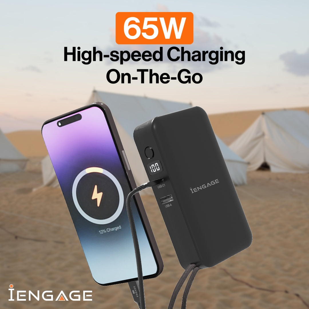 iEngage Hybrid 65W Gan Charger 10000 mAh Power Bank