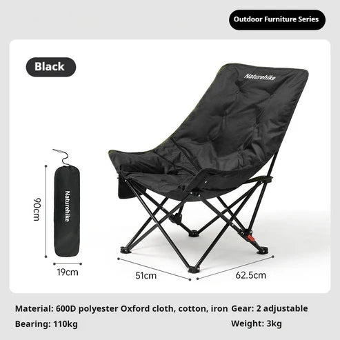 Naturehike Sea Star 001 Push-Up High-Back Cotton-Filled Moon Chair - Black