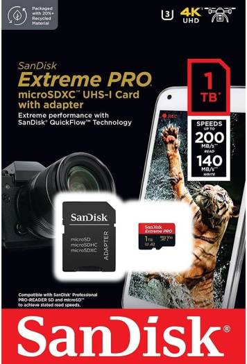 Sandisk Extreme Pro Microsd Uhs I Card 1Tb For 4K Video On Smartphones