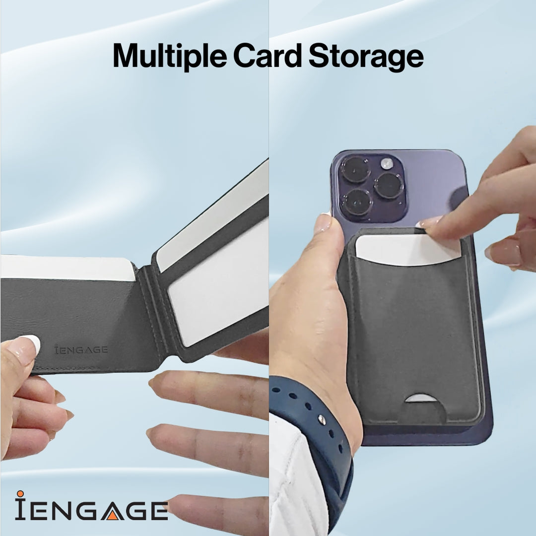 iEngage Magsafe Fold Wallet (Multiple Card Holder/Stand Feature) (Grey)