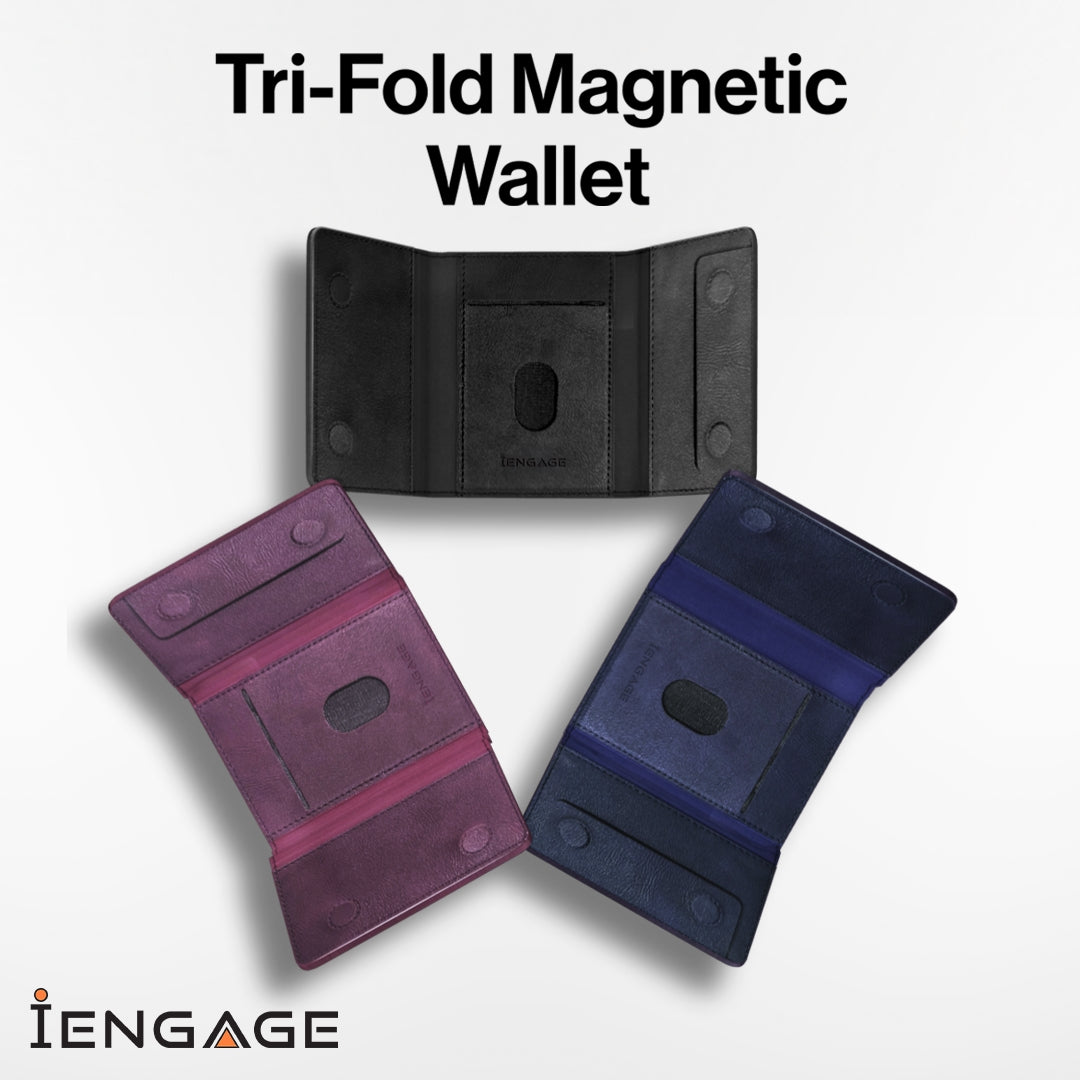 iEngage Tri-Fold Magsafe Wallet (Purple)