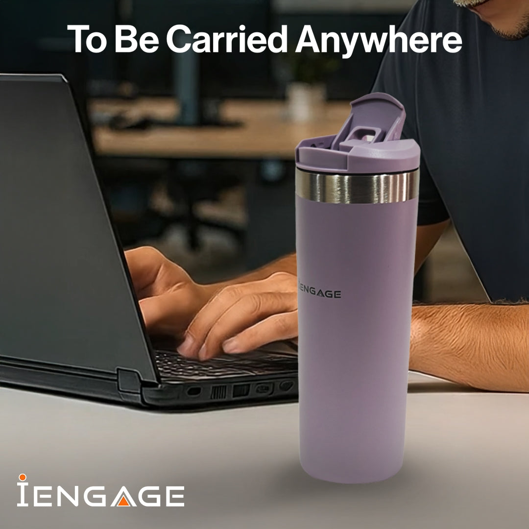 زجاجة Iengage المعزولة من الفولاذ المقاوم للصدأ الأسود (16 أوقية) (500 مل)