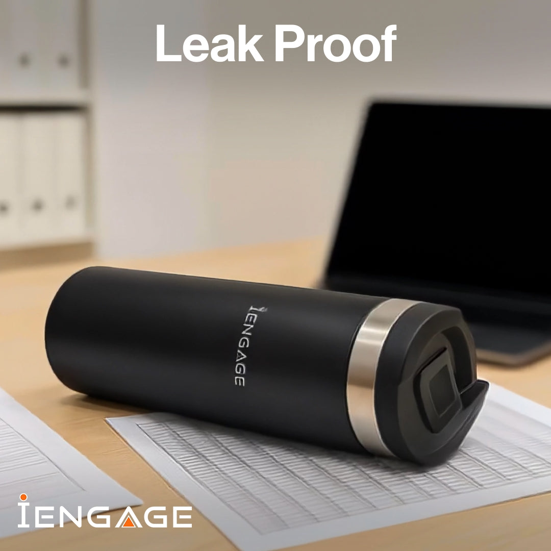 زجاجة Iengage المعزولة من الفولاذ المقاوم للصدأ الأسود (16 أوقية) (500 مل)