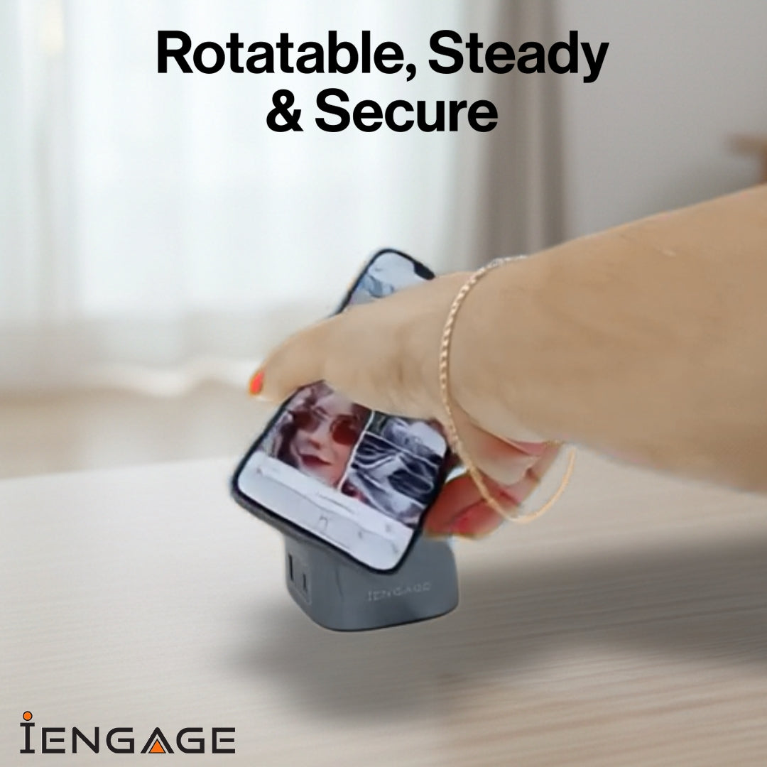 iEngage 6-In-1 Desktop Wireless Charger W/ USB Ports And Retractable cable(80W)