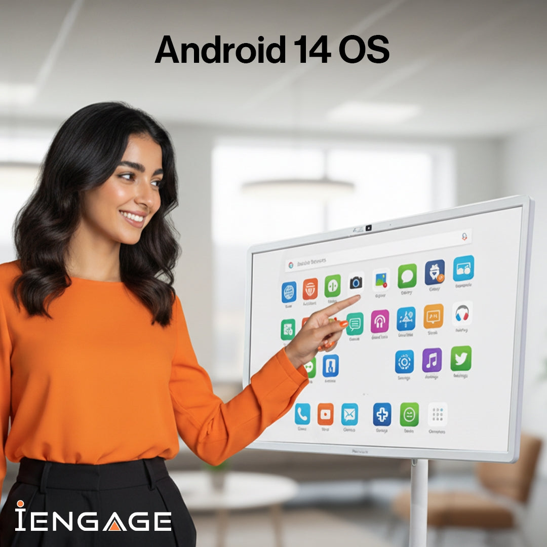 iEngage 32 4K Android 14 Rotating Touch Screen W/ Built-In Camera(Wifi) (8/128)