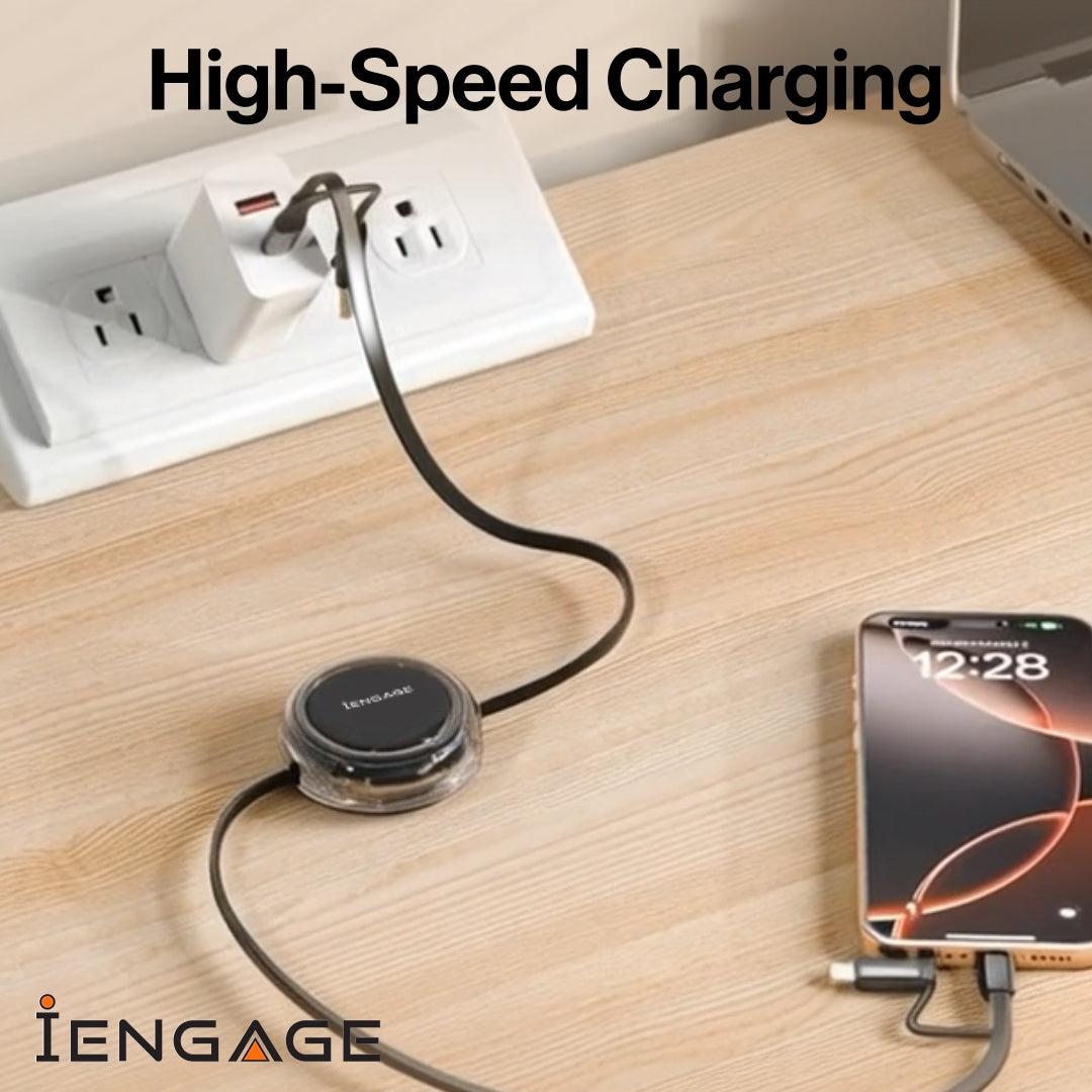 iEngage 4-In-1 Retractable Fast Charging Cable Pd240W(Usb/Usb-C-Usb-C/Lightning)