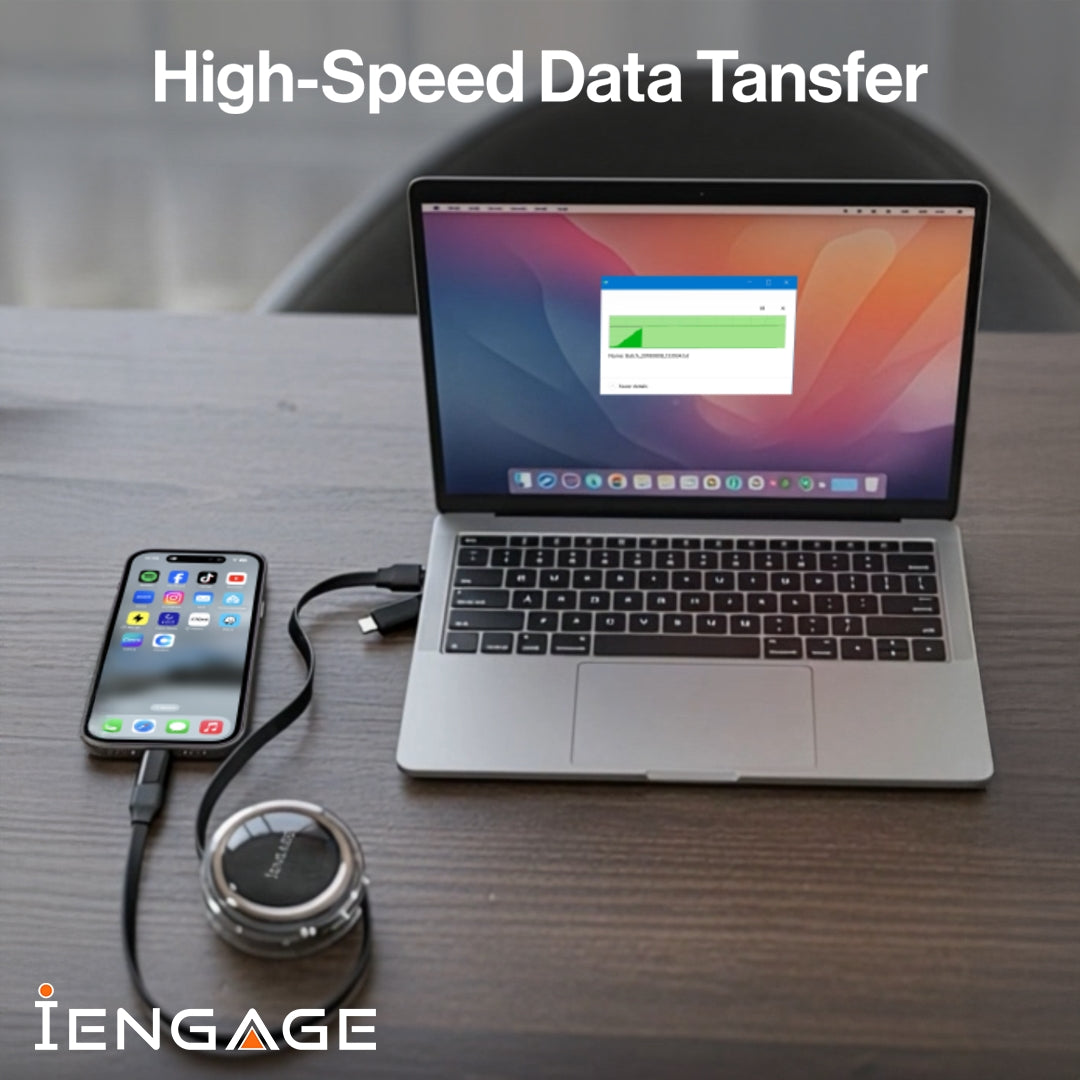 iEngage 4-In-1 Retractable Fast Charging Cable Pd240W(Usb/Usb-C-Usb-C/Lightning)