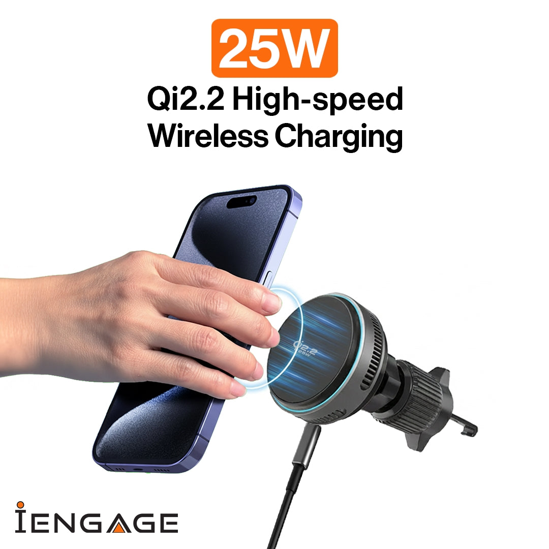 iEngage Qi2 Wireless Charger With Cooler And Air Vent Holder