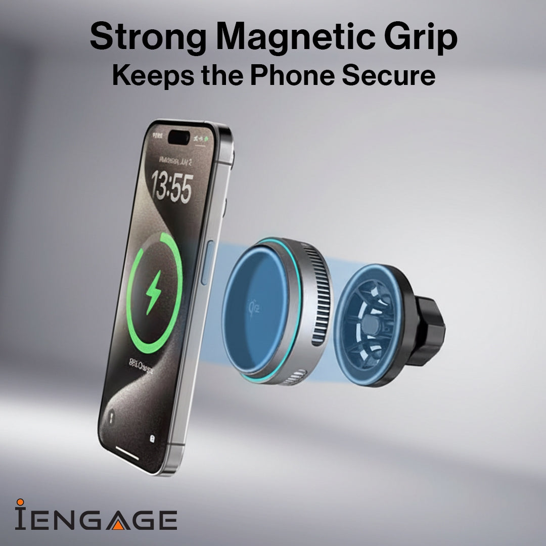 iEngage Qi2 Wireless Charger With Cooler And Air Vent Holder