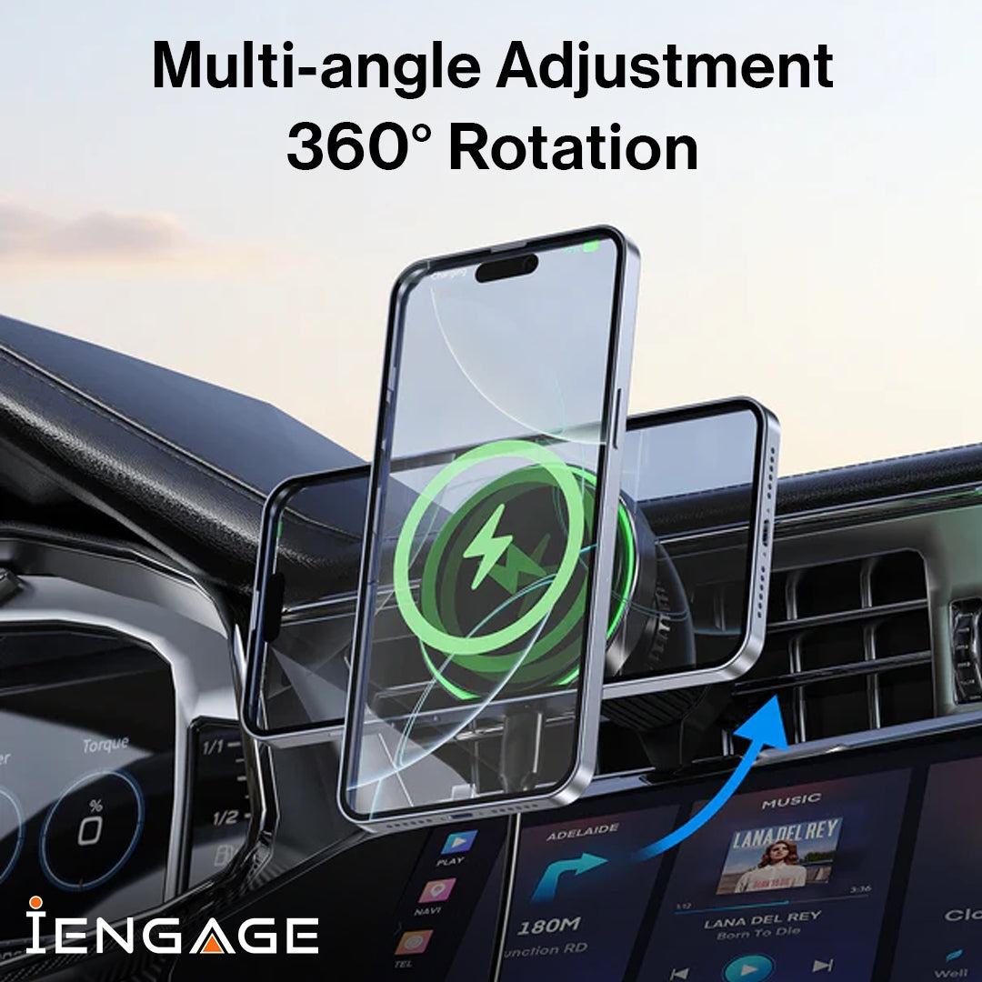 iEngage Qi2 Wireless Charger With Cooler And Air Vent Holder
