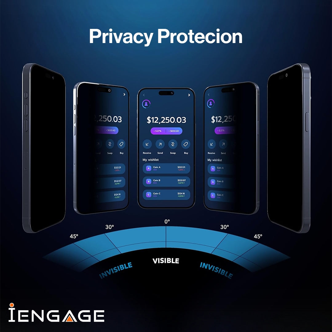 iEngage iPhone 17 Pro Privacy Tempered Glass Screen Protector with Applicator