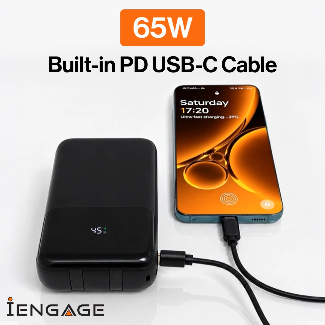 iEngage 20000mAh Powerbank Qi2 65W Ultra Fast Charging