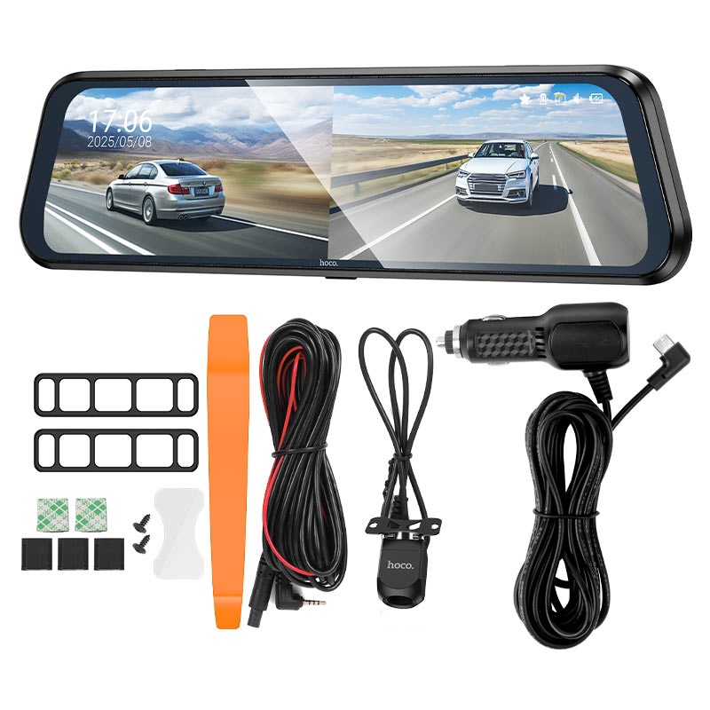 Hoco DV16 Dual Channel Mirror Dash Cam