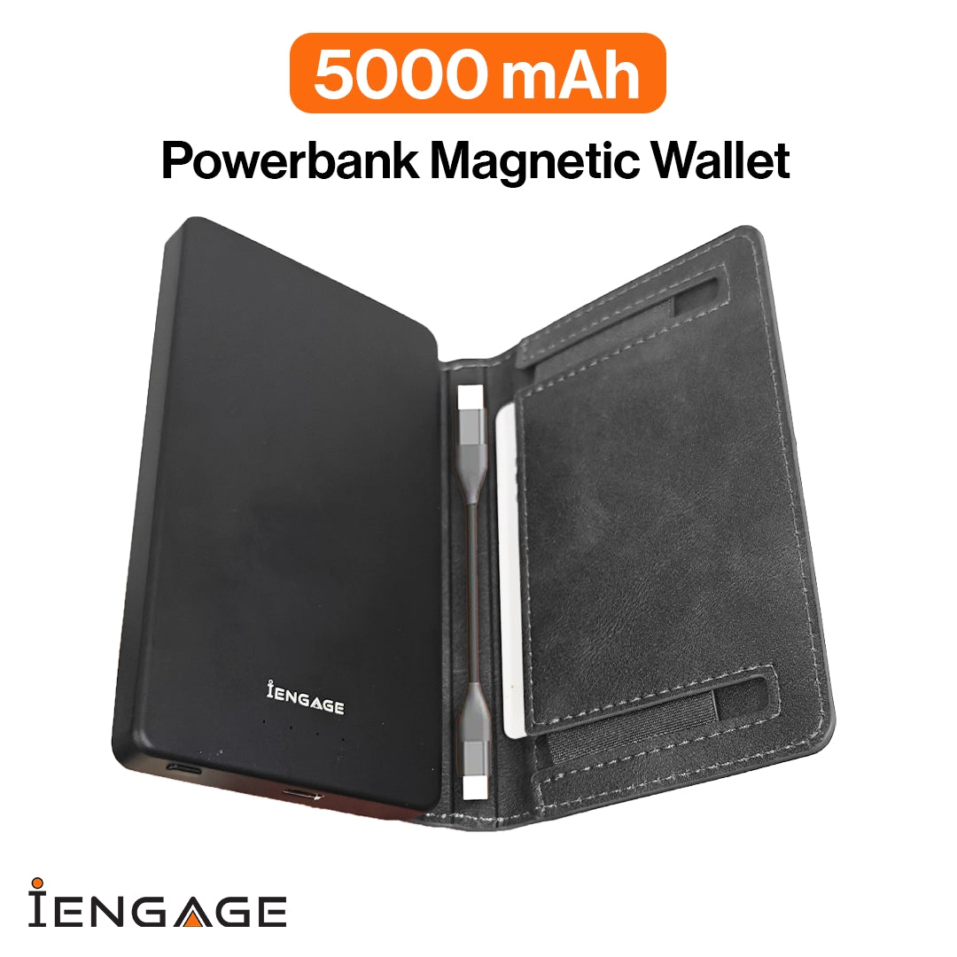 iEngage 5000 mAh Magnetic Powerbank Wallet (Black)