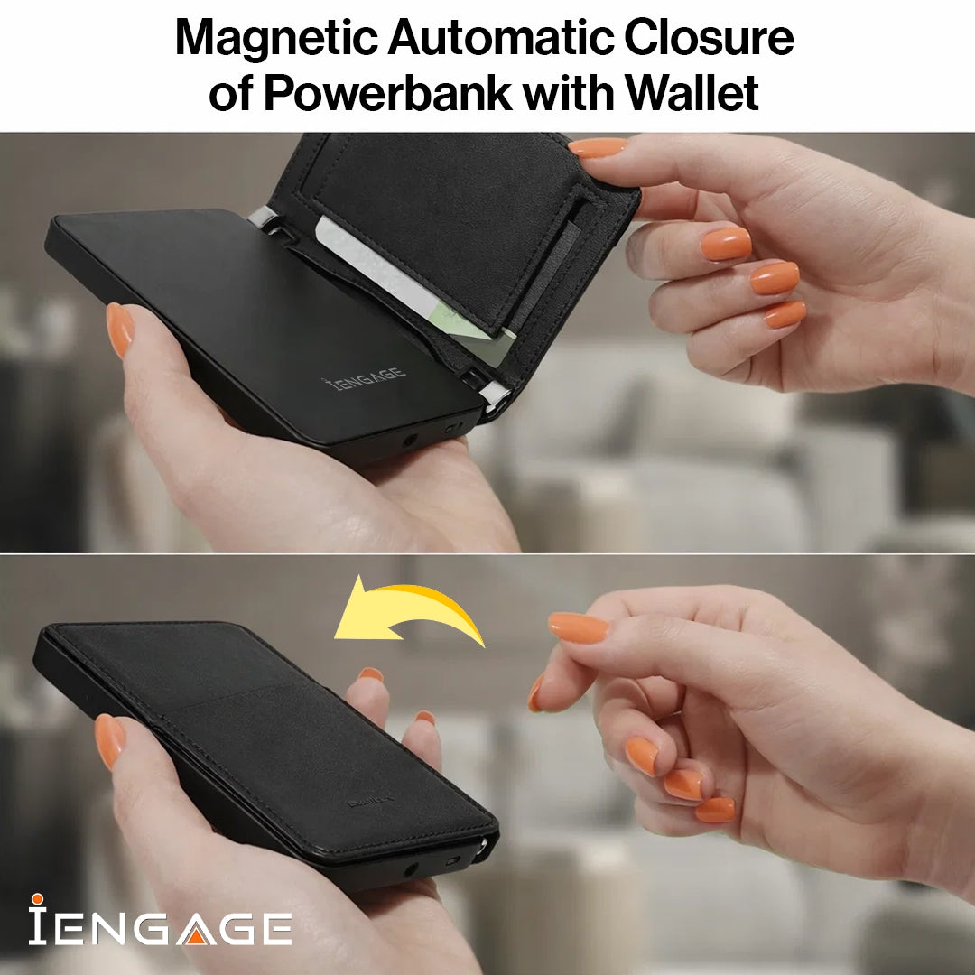 iEngage 5000 mAh Magnetic Powerbank Wallet (Black)