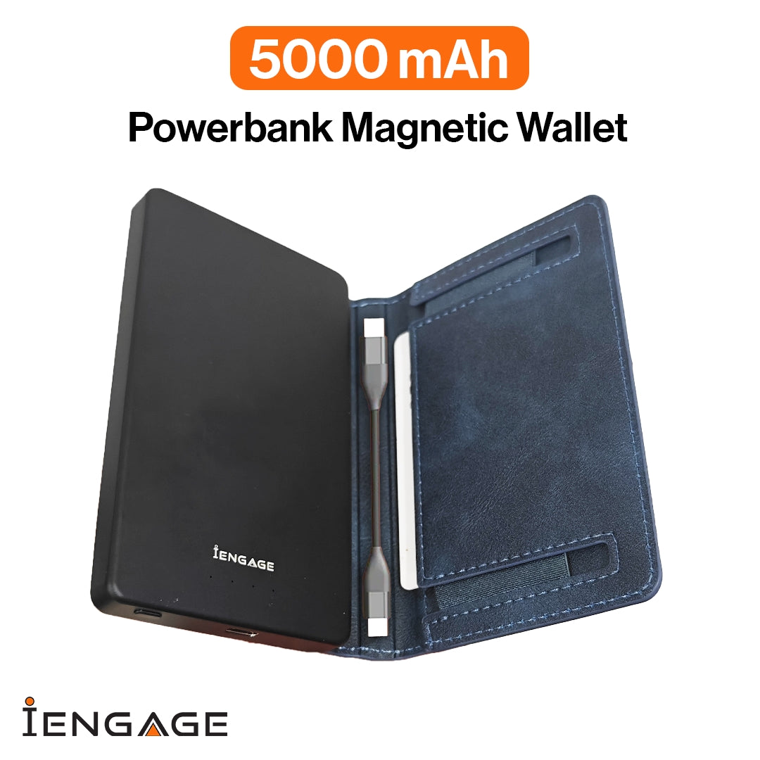 iEngage 5000 mAh  Magnetic Powerbank Wallet (Blue)