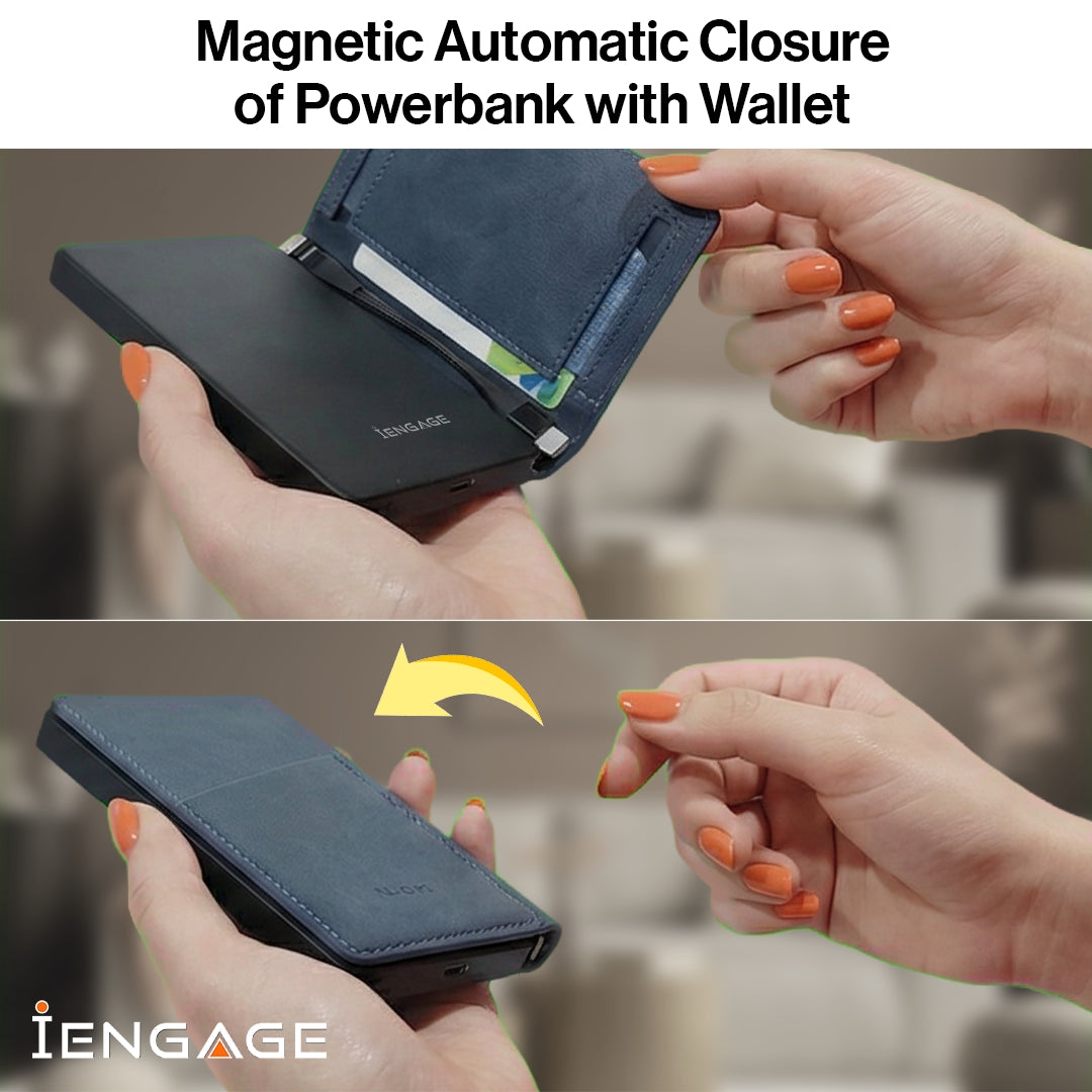 iEngage 5000 mAh  Magnetic Powerbank Wallet (Blue)