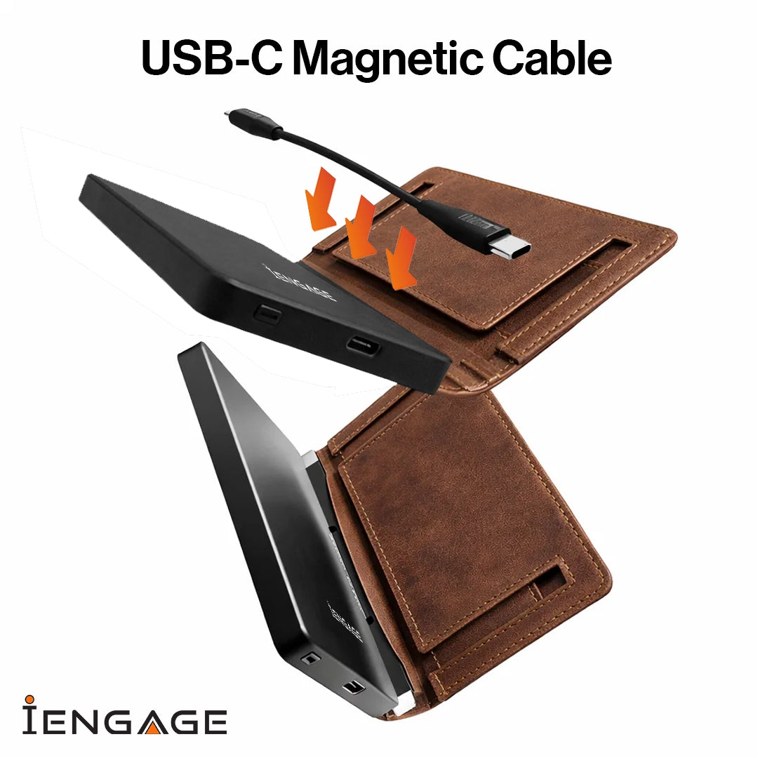 iEngage 5000 mAh  Magnetic Powerbank Wallet (Dark Brown)