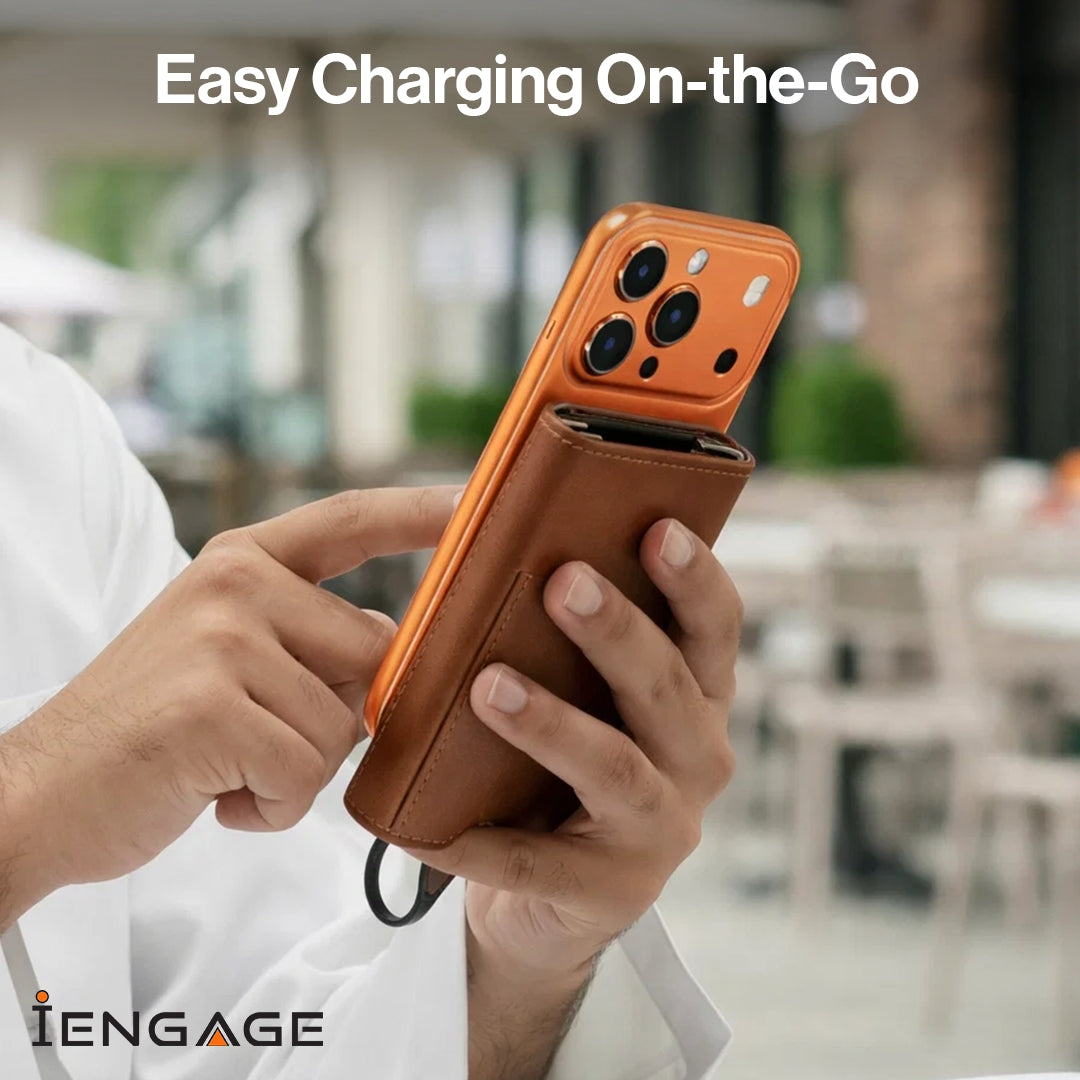 iEngage 5000 mAh  Magnetic Powerbank Wallet (Dark Brown)