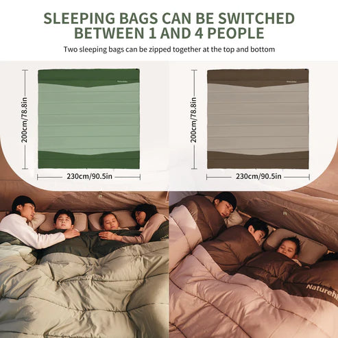 Naturehike YC Extra Wide Square Cotton Sleeping Bag- Brown (200*115)