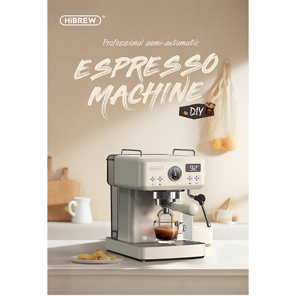 HiBREW Semi Automatic Espresso Coffee Machine Temperature Adjustable H10A - Silver