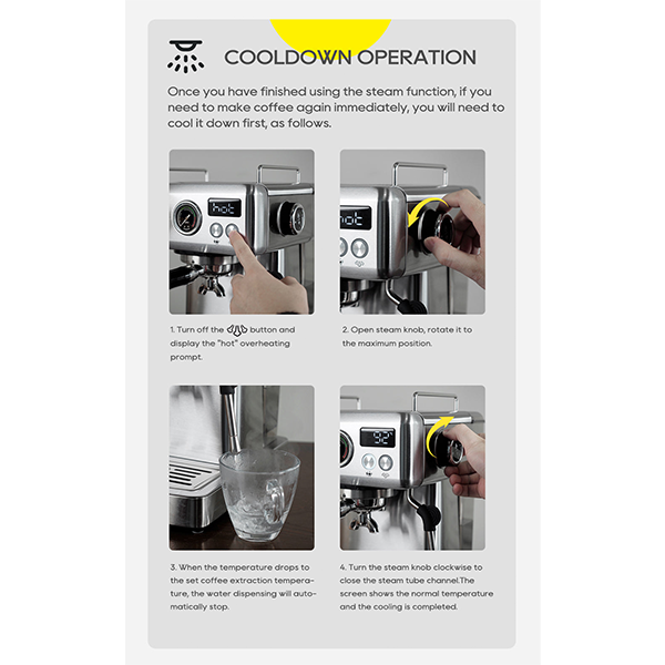 HiBREW Semi Automatic Espresso Coffee Machine Temperature Adjustable H10A - Black