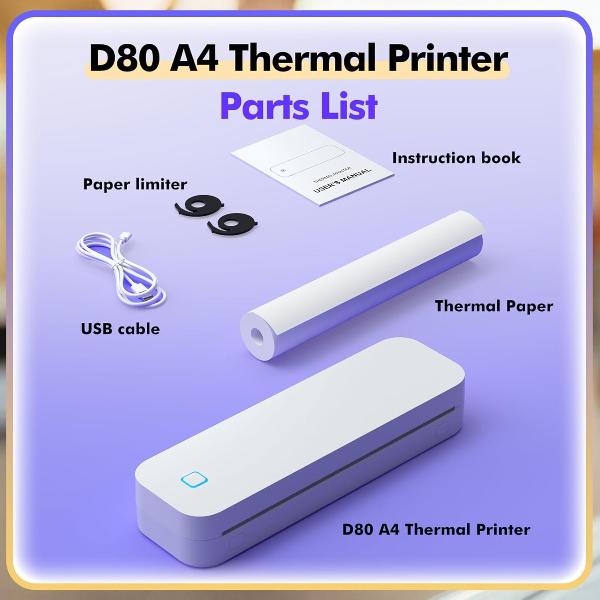 D80 A4 THERMAL PRINTER (WHITE)