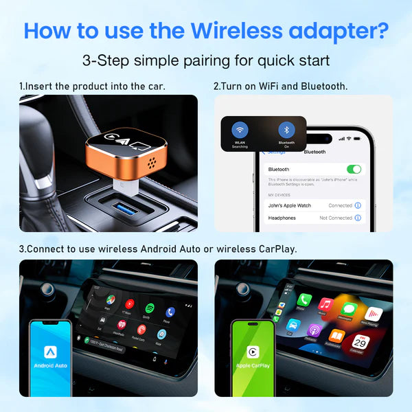 JASCO Wireless CarPlay (4 in 1 Wireless Adapter) - Cosmic Orange