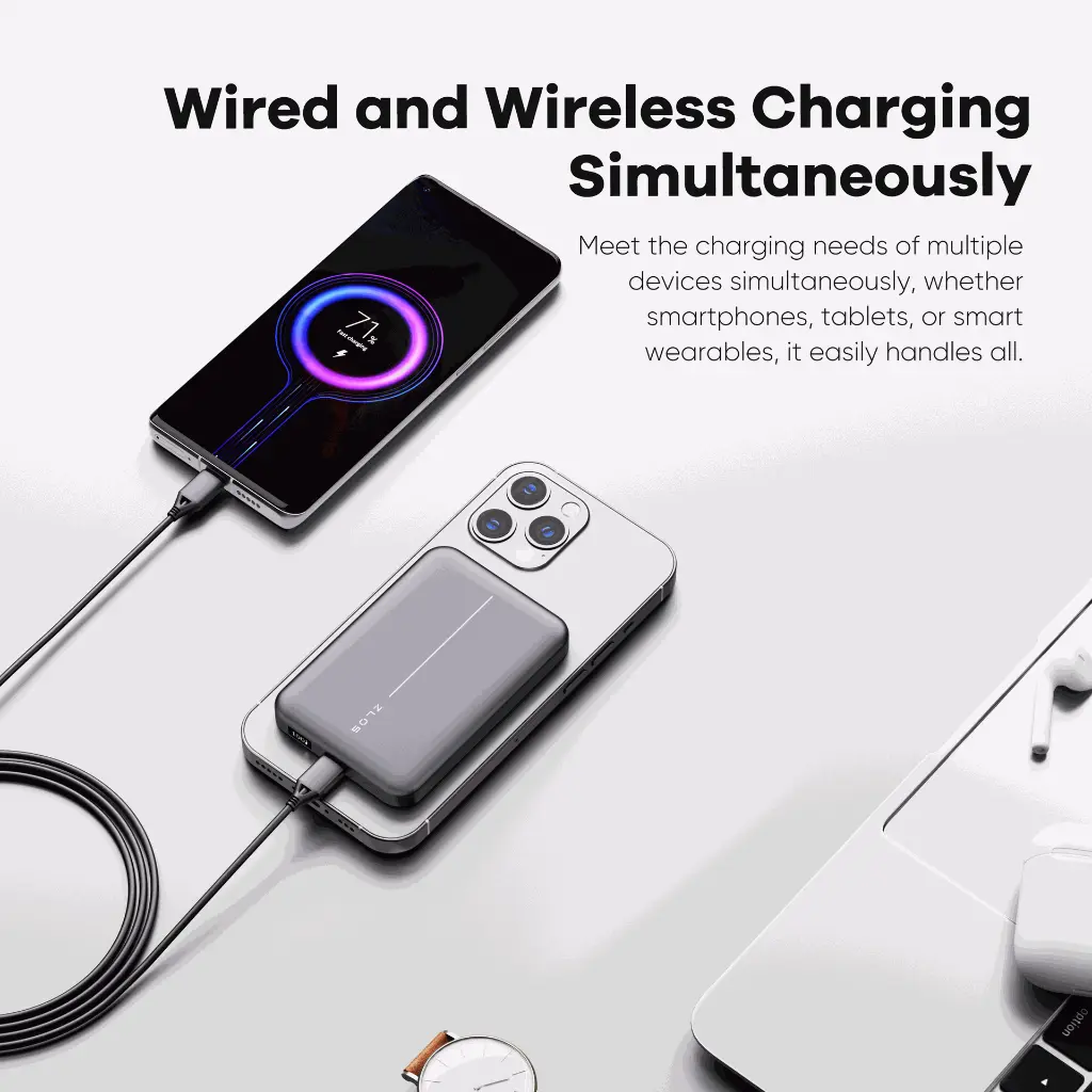 ZLOS TT10 10000mAh Ultra-Thin Mini Wireless Charging Power Bank